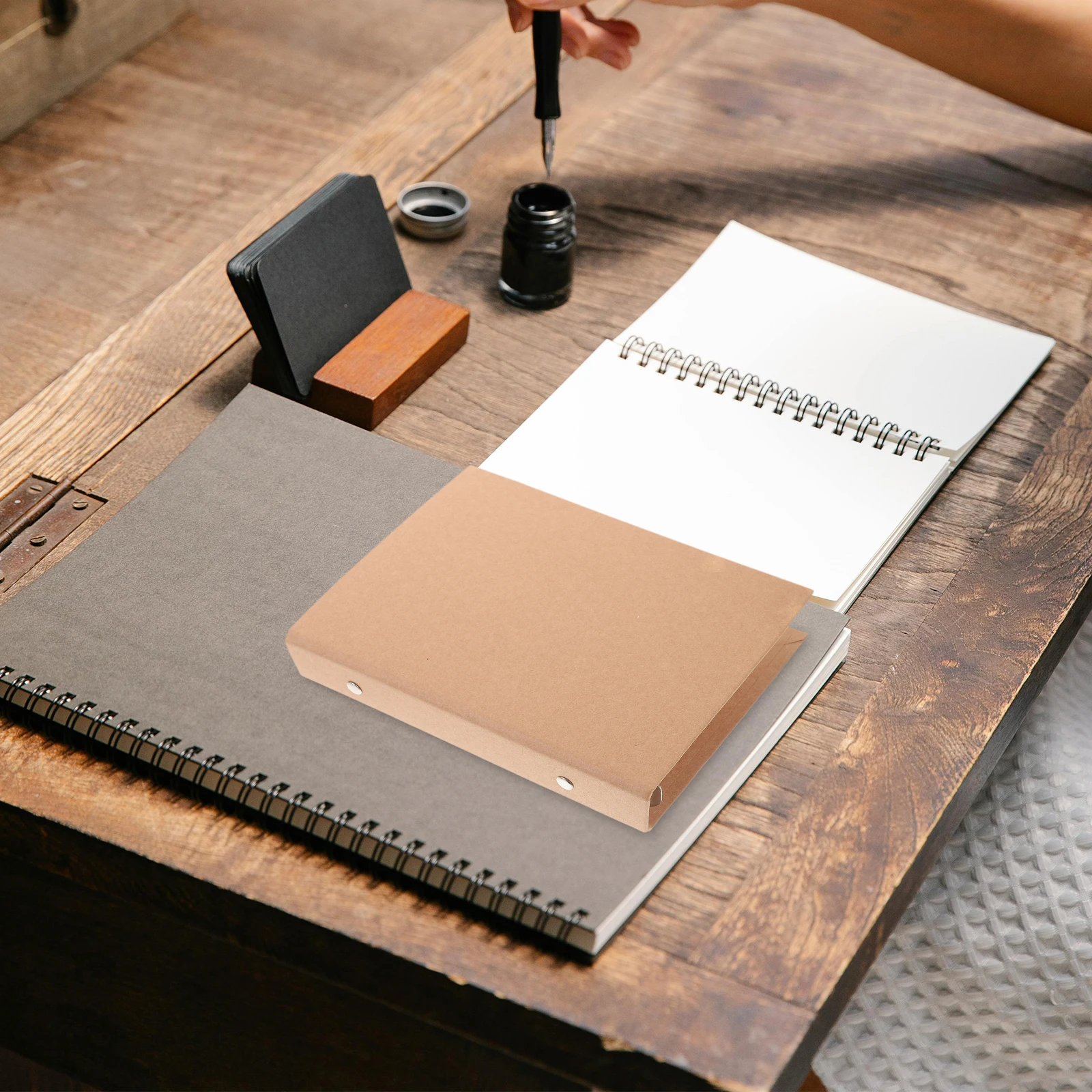 A6 Notebook Shell Kraft Paper Binder Cover Sturdy Anti-Slip for Planner Journal Business Notes Study Scrapbook Organizer