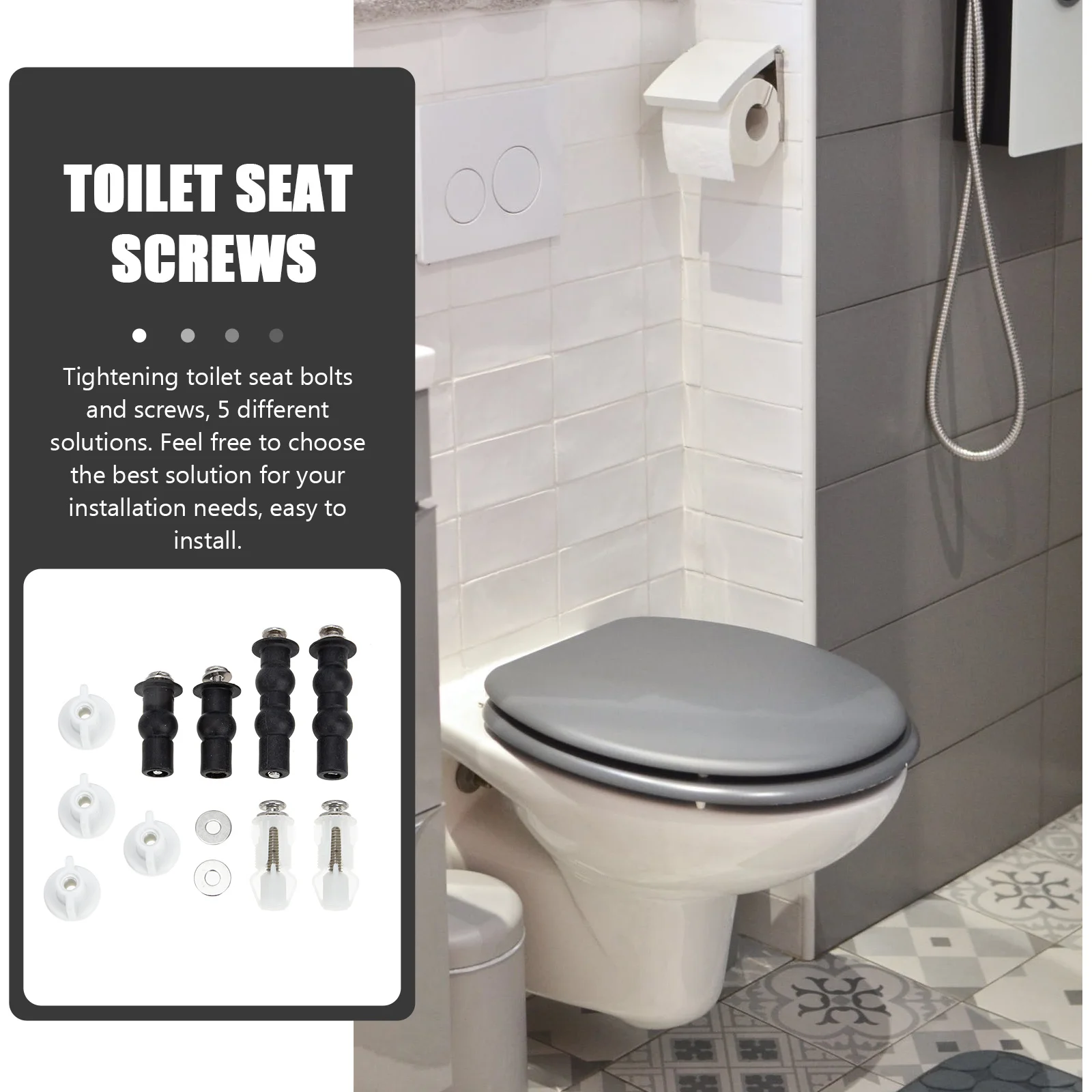 

Toilet Seat Screws Stainless Steel Rubber Black Universal Closestool Fixing Bolts Hardware Corrosion Resistant Durable