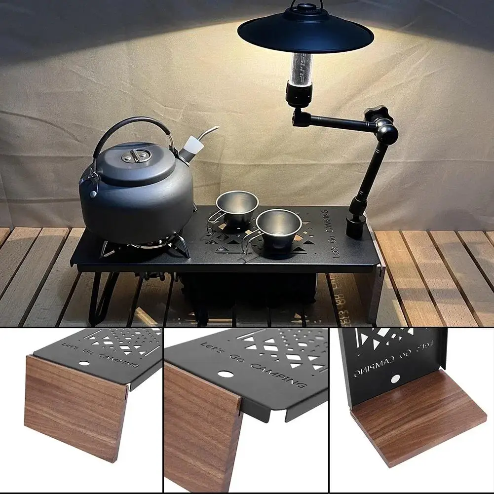 

Multifunctional Portable BBQ Grill Wood Table Camping Folding Walnut Support Table Outdoor Combination Picnic Table Fishing