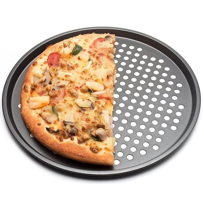 

Carbon Steel Nonstick Pizza Baking Pan Tray 32cm Pizza Plate Dishes Holder Bakeware Home Kitchen Baking Tools Accessories