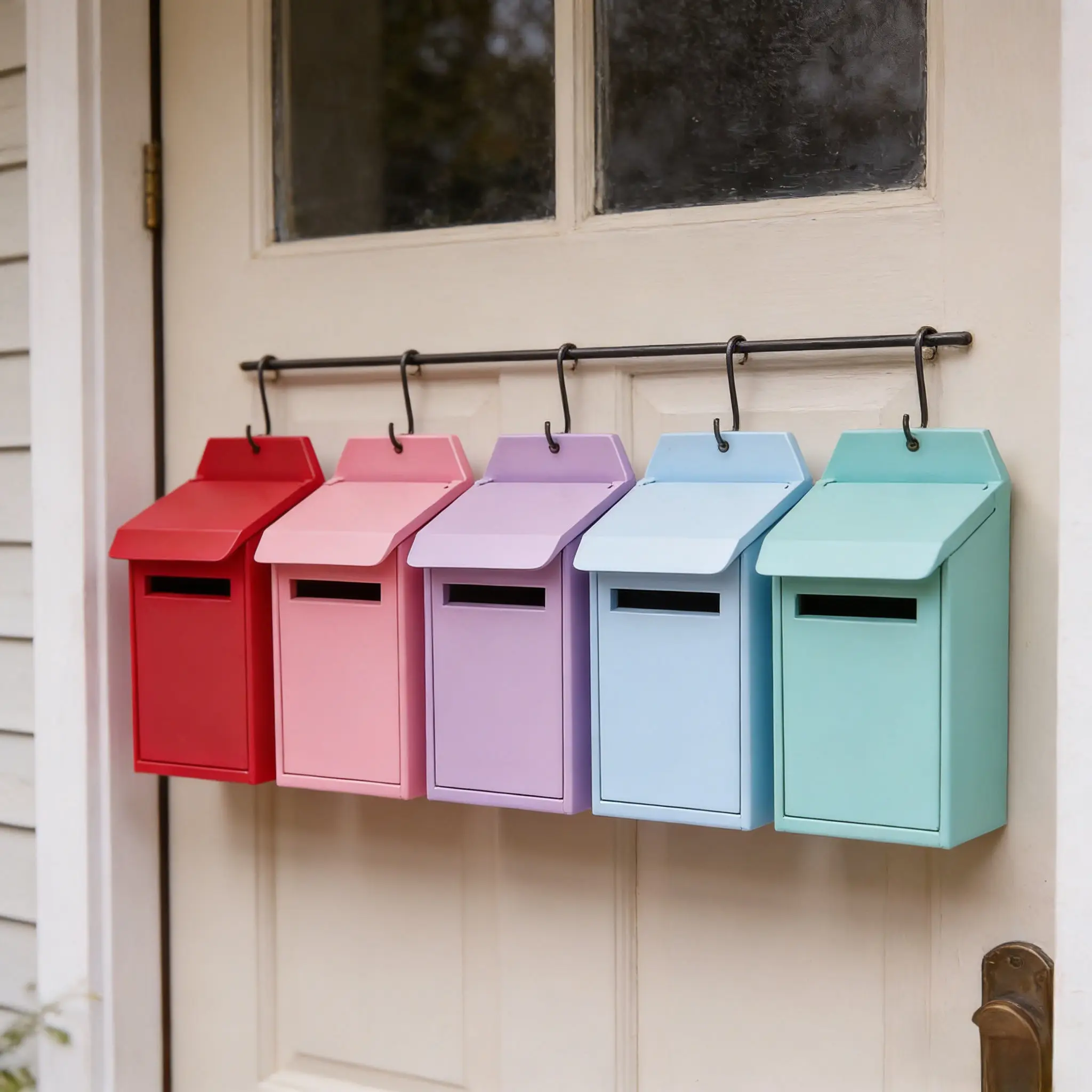 2picecs 1:12 Dollhouse Mini Wooden Colorful Mailbox Set - Flip-Top Props, Tiny Scene Model Furniture for Dollhouse Decor