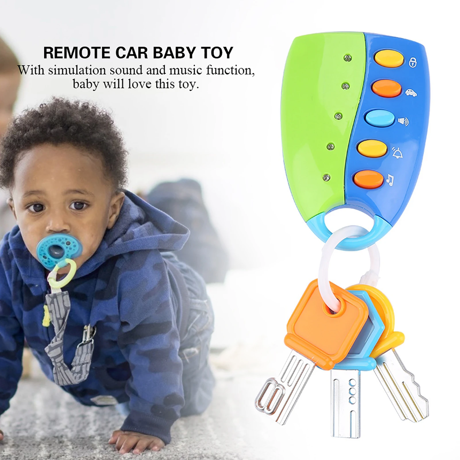 ZK30 Baby Toy Smart Key Remote Car Control Musical Pretend Play for Kids Education Toys(Blue)