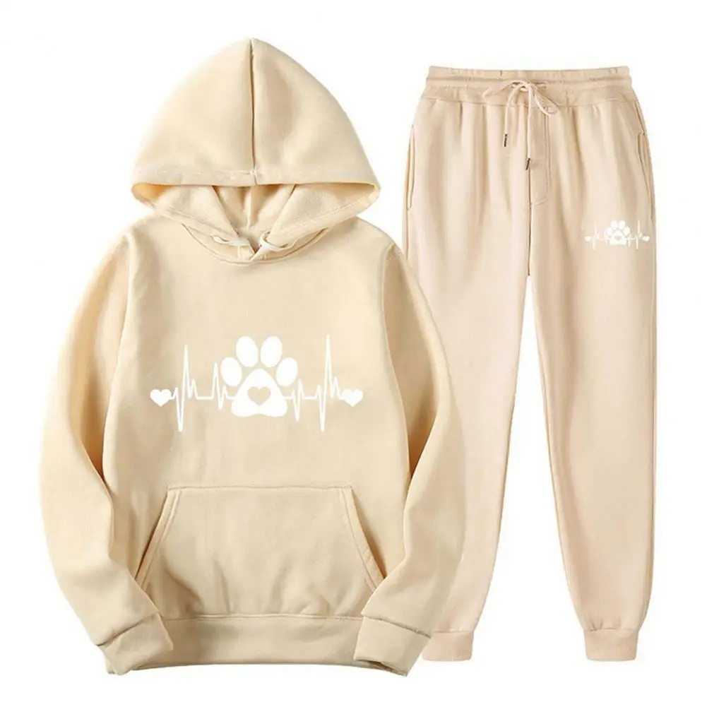 2-teiliges Unisex-Hoodie-Hosen-Set, lockere elastische Taille, Knöchelband-Pullover, Sportbekleidung für Damen und Herren, Herbst-Winter-Trainingsanzug