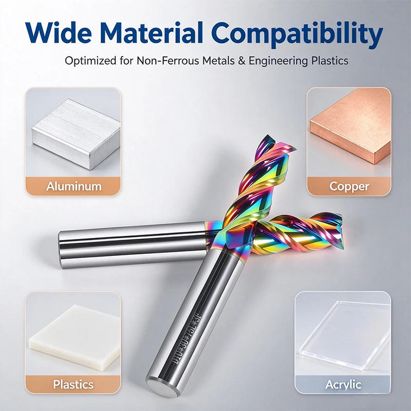 Dlc Coated 3 Flute Square End Mill Solid Carbide Cnc Milling Cutter for Aluminum Alloy Copper Non-Ferrous Metal