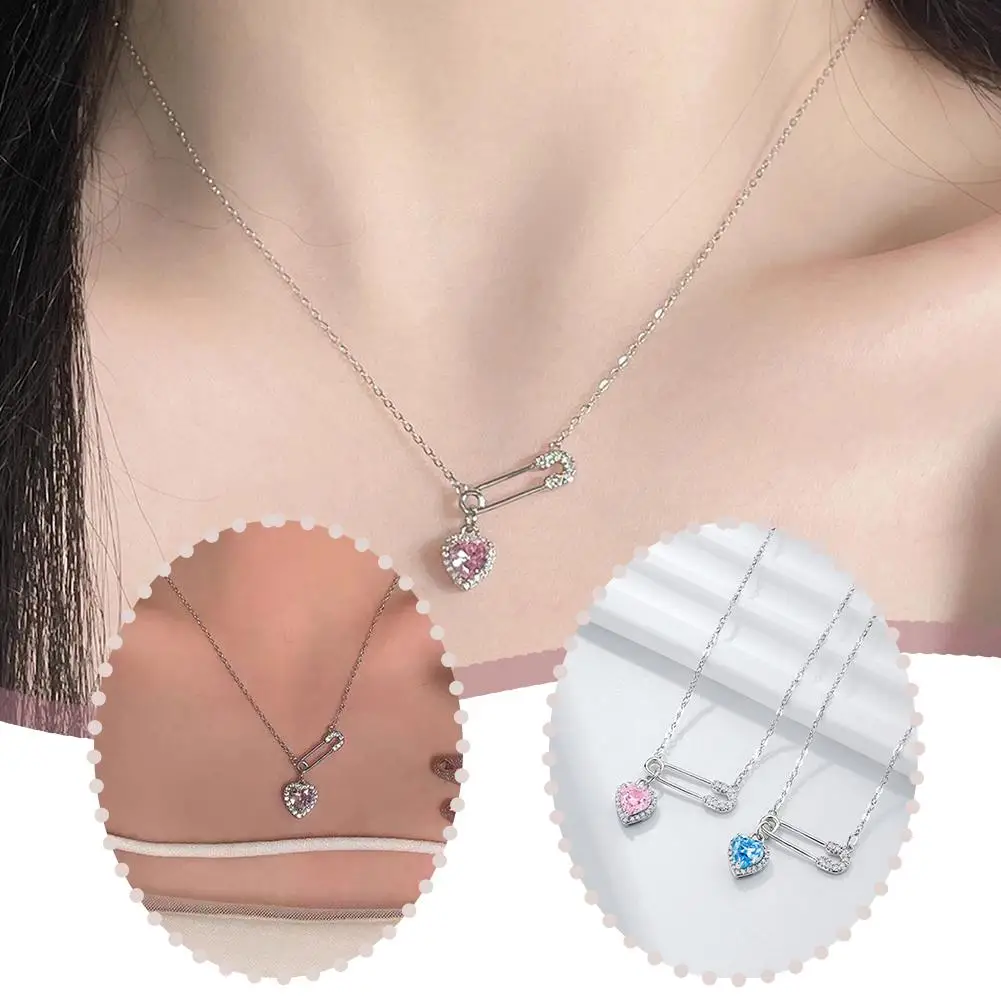 Spilla da balia Clip collana con ciondolo amore per le donne catene con clavicola con nappe vuote collana girocollo da donna gioielli di moda