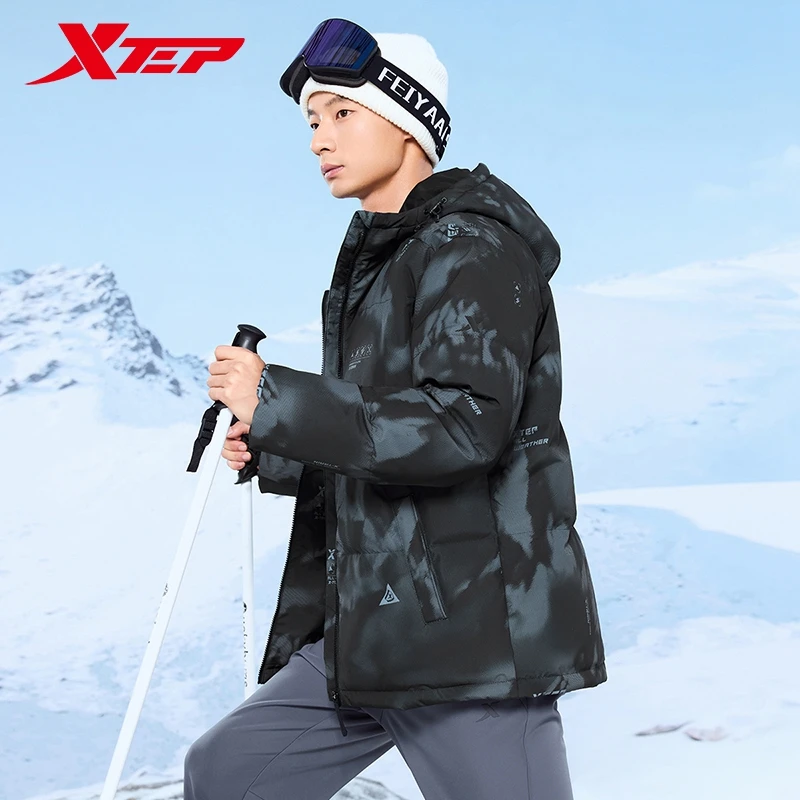 Xtep Down Jacket For Men 2024 Winter Warm Soft Coat Trendy Retro Comfortable Tops 876429190029