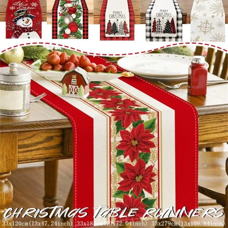 

Christmas Table Runner Xmas Linen Table Flag Cover Merry Christmas Decorations For Home Navidad Noel Gifts Snowman Tablecloth