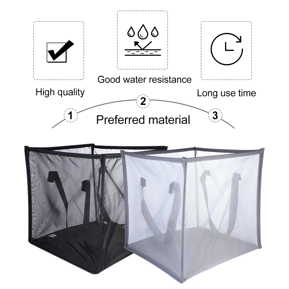 

2Pcs Collapsible Laundry Baskets Folding Trash Can Dirty Clothes Storage Foldable Fiberglass Tube Container Space Saving Easy