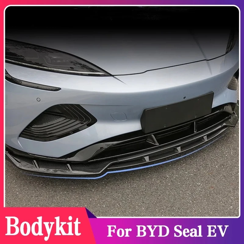 

For 2022-2024 BYD Seal EV Bodykit Front Bumper Splitter Lip Chin Spoiler Diffuser Protector Car Black Carbon Exterior Accessorie