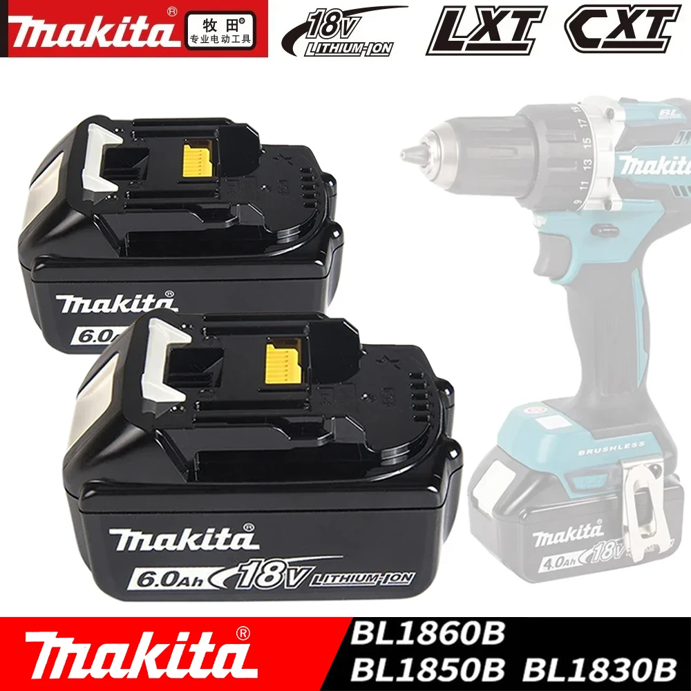 

New Makita 18V Rechargeable 6000mAh Lithium Battery, for Power Tool LXT BL1860B BL1860 BL1850 Replacement Li-ion Battery