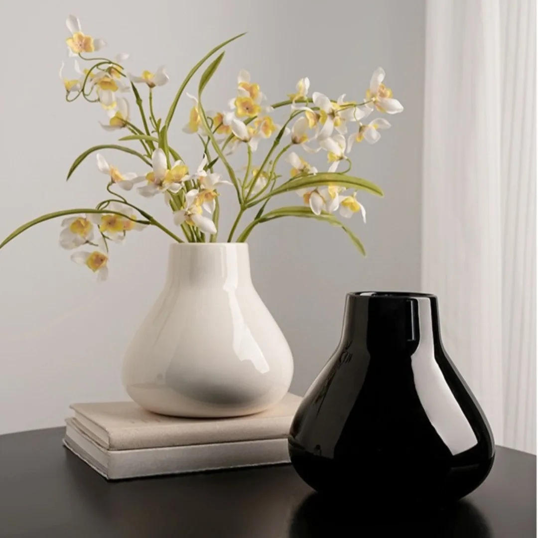 

1PC French creative round belly ceramic vase home living room flower arrangement hydroponic decorations ornaments flower device