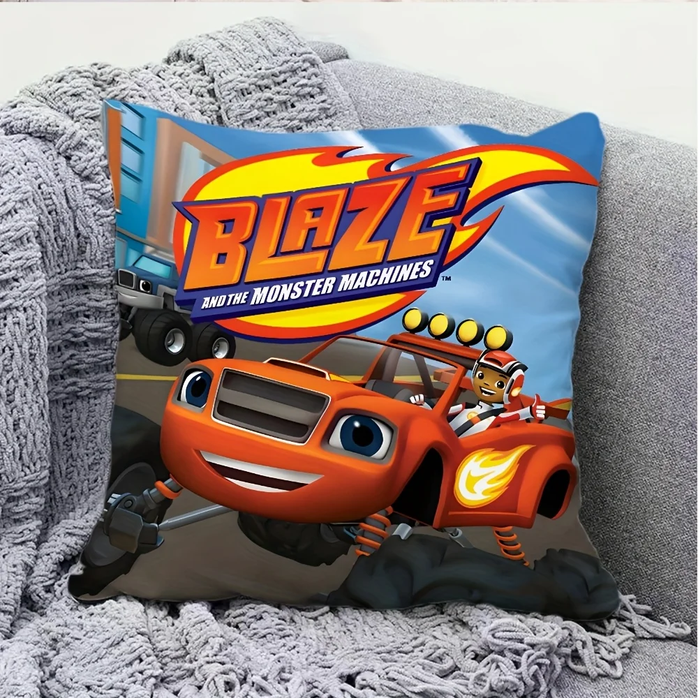 1pc Blaze and the Monster Machines Pillowcase - Polyester 2D Double-Sided Print, Sofa Bedroom Decor Cushion Cover, Kids Cartoon