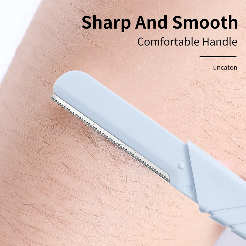 베테랑용 보호 커버 포함 눈썹 트리머, 넓고 좁은 입, 크고 작은 날, 직선 모서리, 메이크업 도구, 세트당 2 개