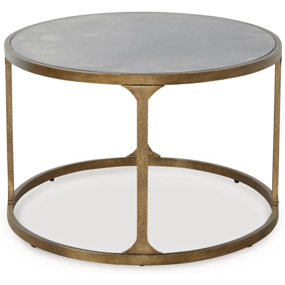 طاولة قهوة معدنية انتقالية بتصميم مميز مع سطح من الزجاج المقسى، معدنية #4