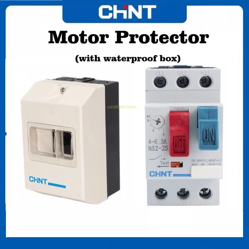 CHNT NS2-25 Motor Protector With NS2-MC Waterproof Box NS2 Industrial Motor Protection Switch 2.5A 4A 6.3A 10A 18A 25A