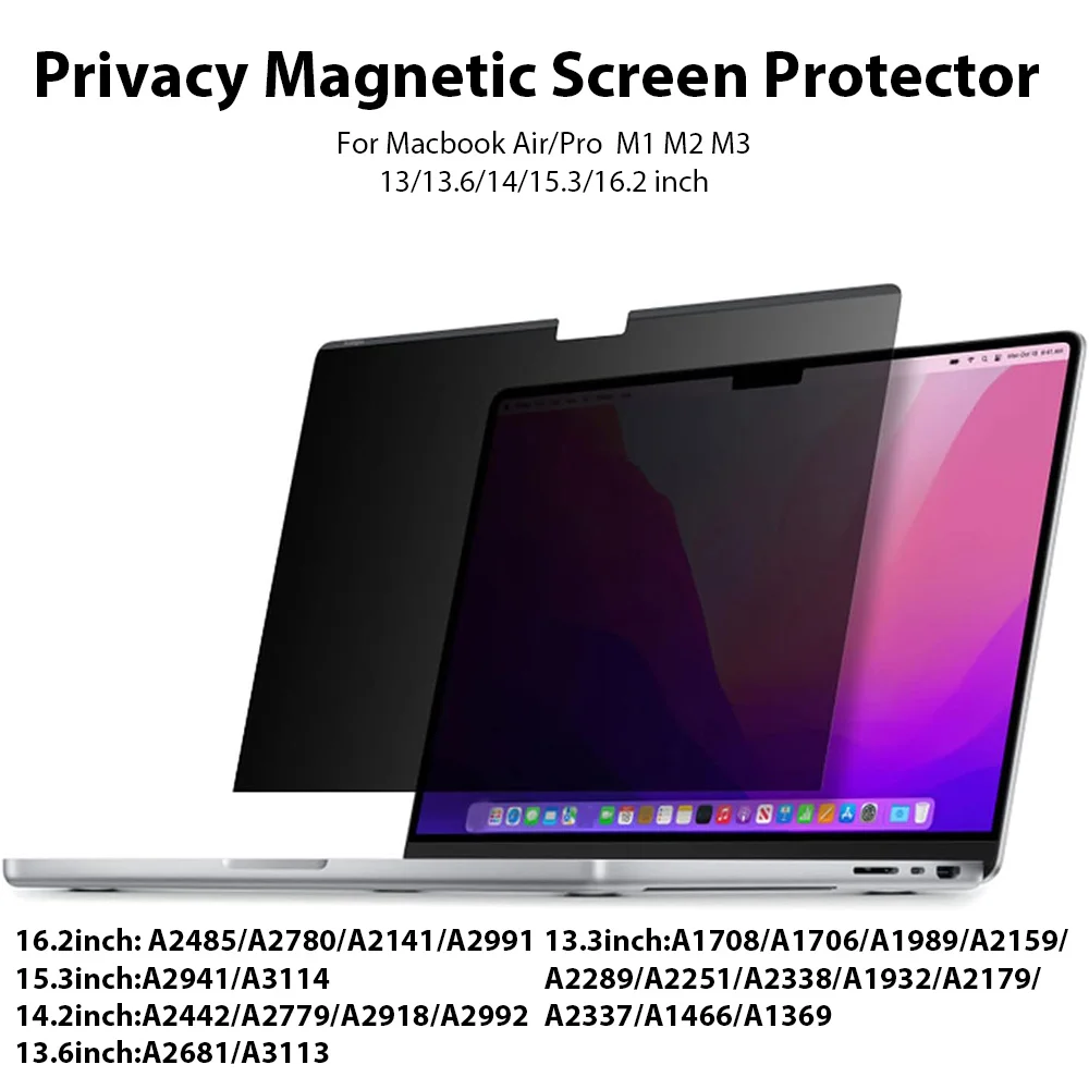 M1 M2 M3 Magnetic Privacy Screen Protector Film For Macbook Pro Air 13 13.6 14 15.3 16.2 inch Anti-Spy Laptop Filter Accessories