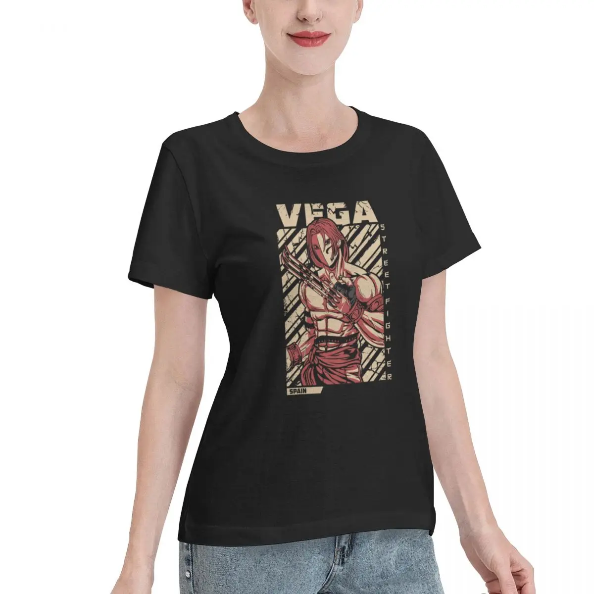 Vega Street Fighter Camiseta de algodón para mujer y niña, camisetas de manga corta con cuello redondo, Tops