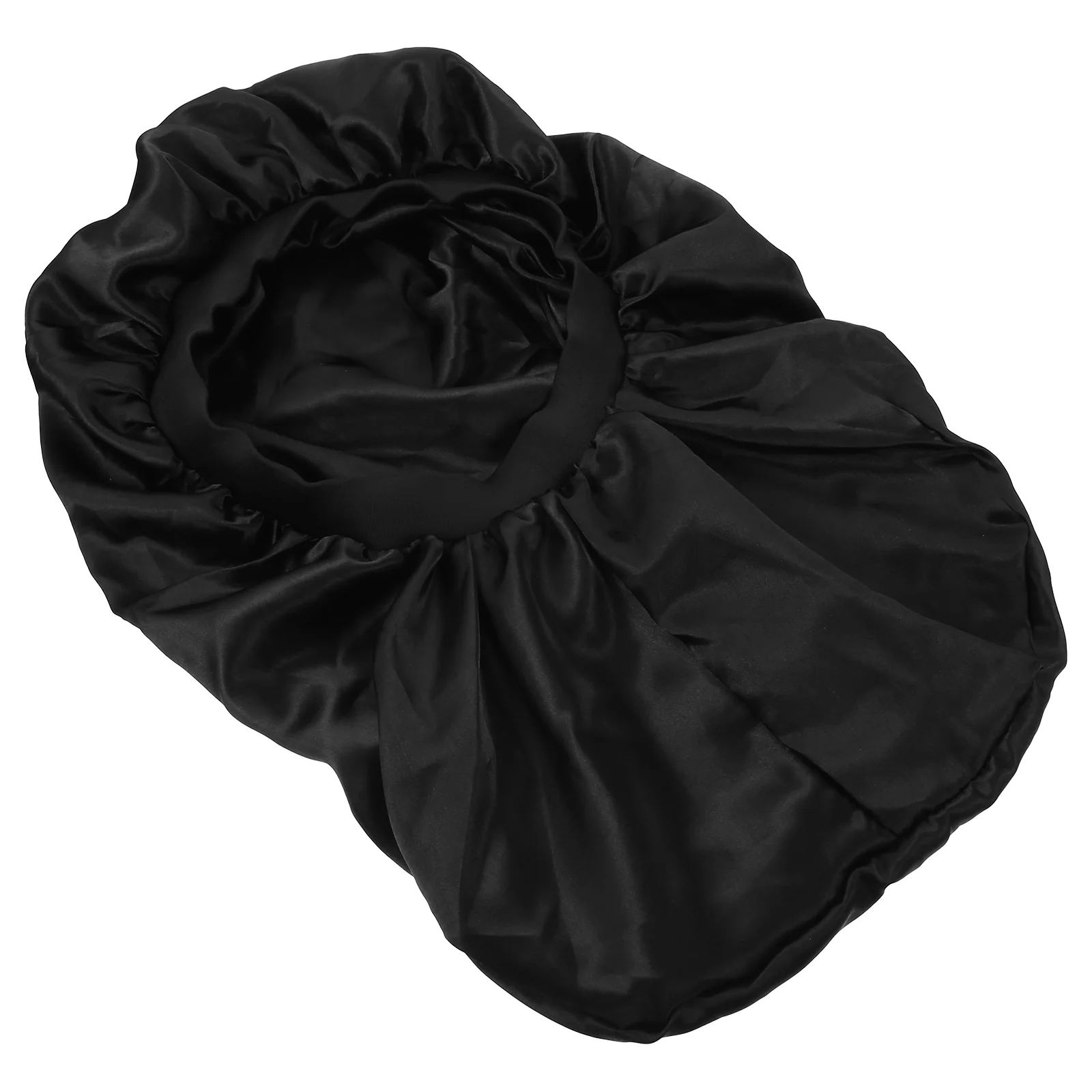 Satin Sleep Bonnet Men's Long Woman Bedroom Sleeping Hat Black Hair Care Elastic Brim Miss