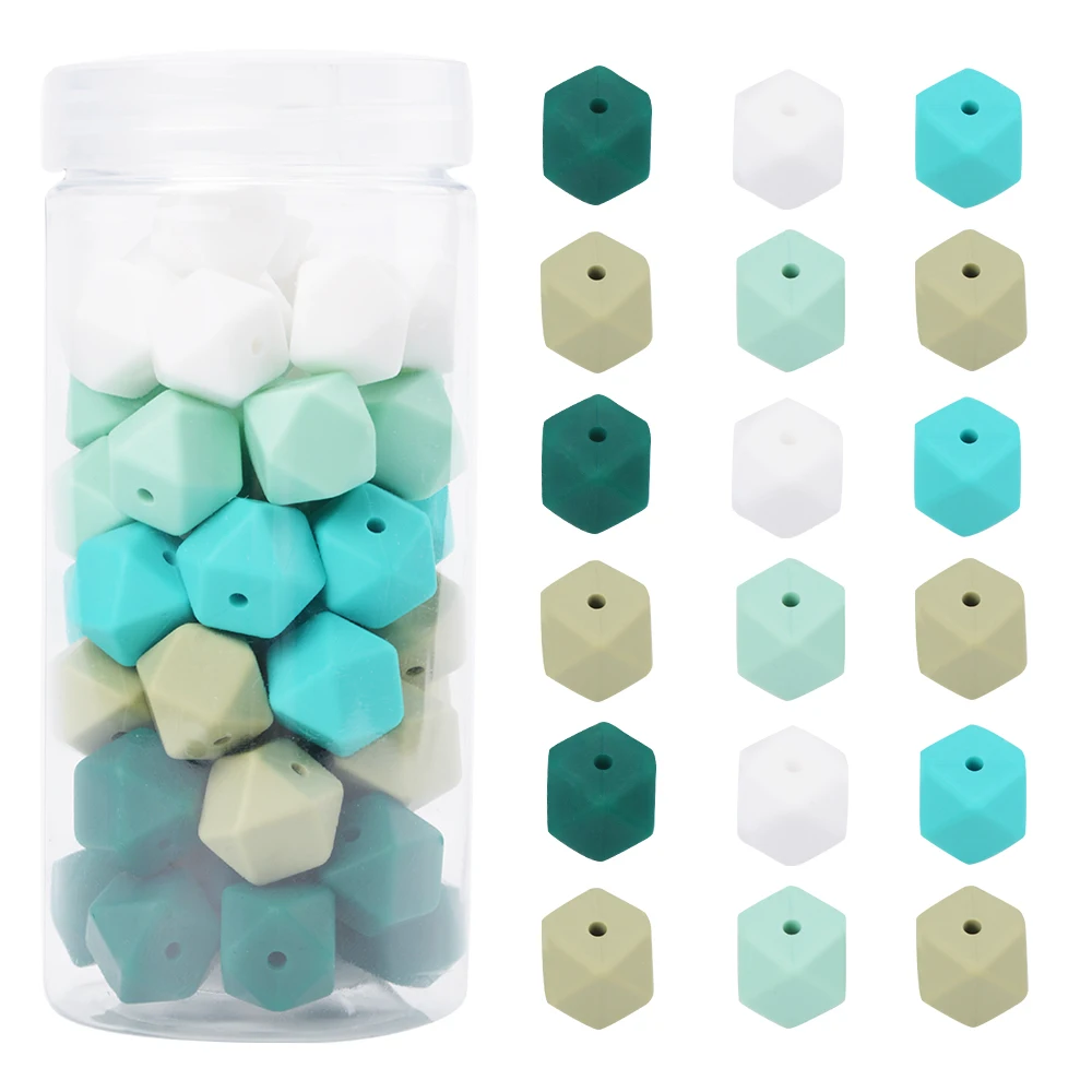 LOFCA Small hexagon silicone beads Fashion silicone beads jewelry making necklace DIY make jewelry accessories