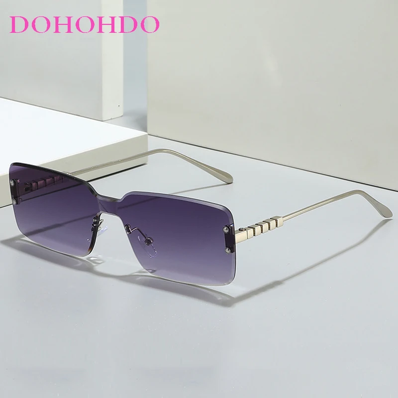 

Brand Designer Rimless Sunglasses Punk Fashion Women Men Shades Square Metal Sun Glasses For Female Male Summer Traveling UV400