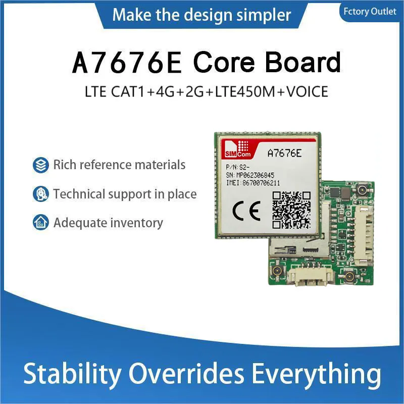 

SIMcom A7676E CAT1 Core Board , support Data+voice 1pcs LTE-FDD B1/B3/B8/B20/B31/B72