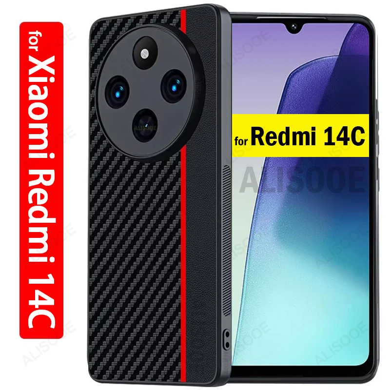 Funda für Redmi 14c Fall Luxus Faser Textur Pu-Leder Schutzhülle für Xiaomi Redmi 14c stoß feste Capa