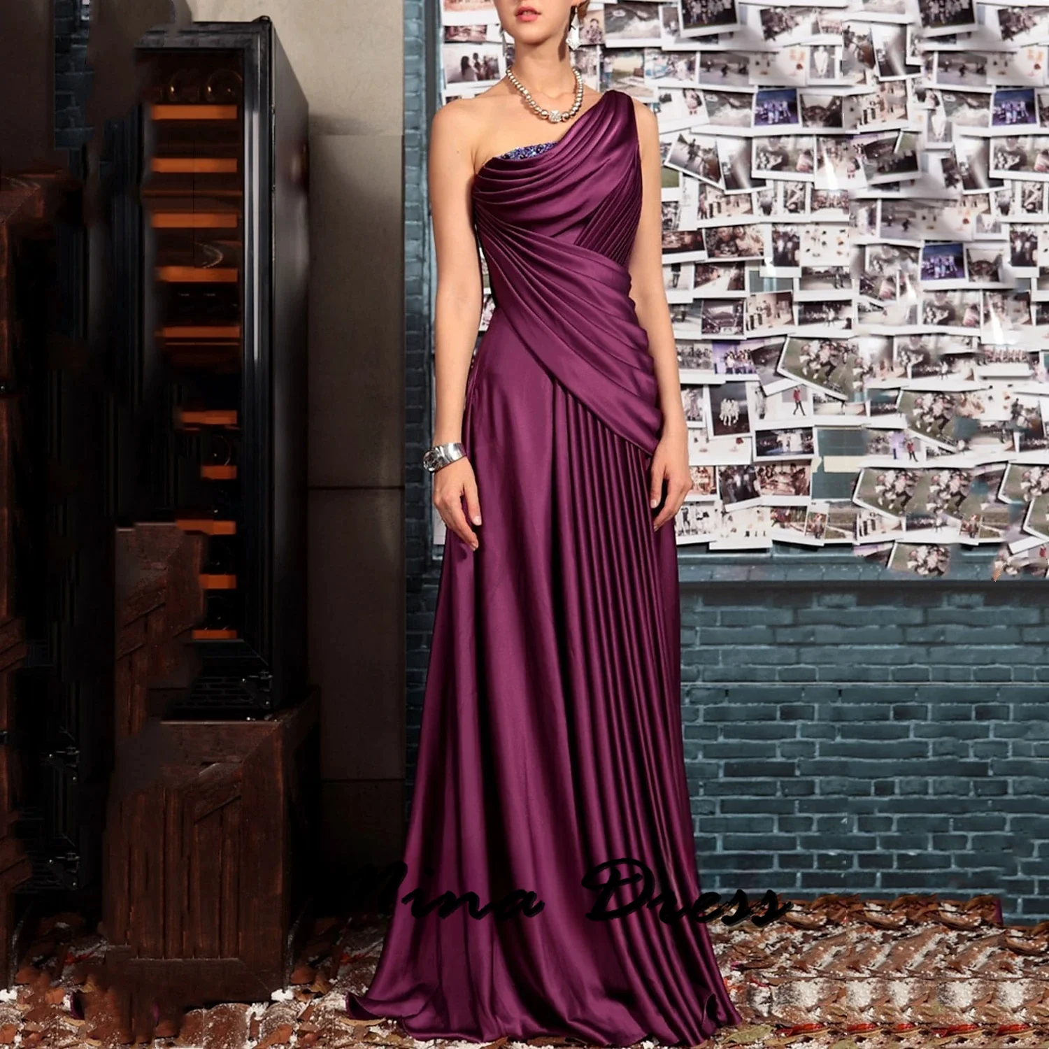 

Mina Prom Dresses Sale Satin Luxurious Saudi Evening Dress Es Shoulder A Line Elegant Evening Dresses for Women Luxury Party