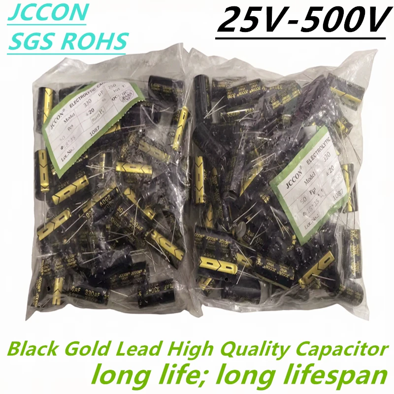 

Конденсатор электролитический алюминиевый JCCON Black Gold, низкое ESR, 25В, 50В, 63В, 80В, 160В, 200В, 250В, 450В, 100мкФ, 1000мкФ, 2200мкФ, 4700мкФ (1 шт. в упаковке)