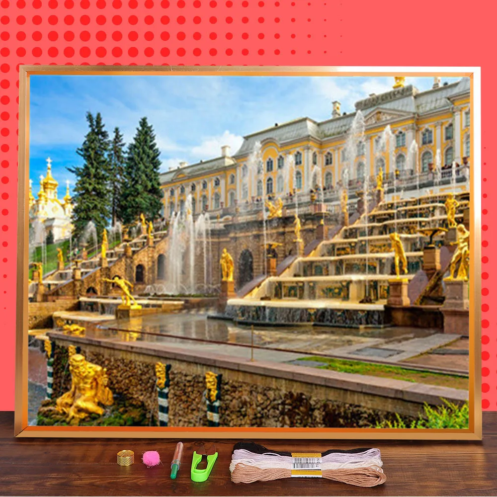 Saint Petersburg Printed Canvas 11CT Cross Stitch Patterns Embroidery DMC Threads Handiwork Hobby Handicraft Sewing     Adults