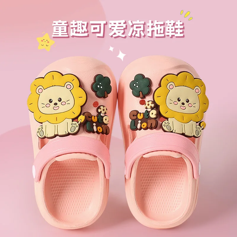 Kinderpantoffeln für Jungen und Mädchen, Cartoon-Motiv, niedliche Clogs, Schülerpantoffeln mit weicher Sohle, leichte Strandschuhe, Kinder-DIY-Outdoor-Pantoffeln, Kleinkindpantoffeln