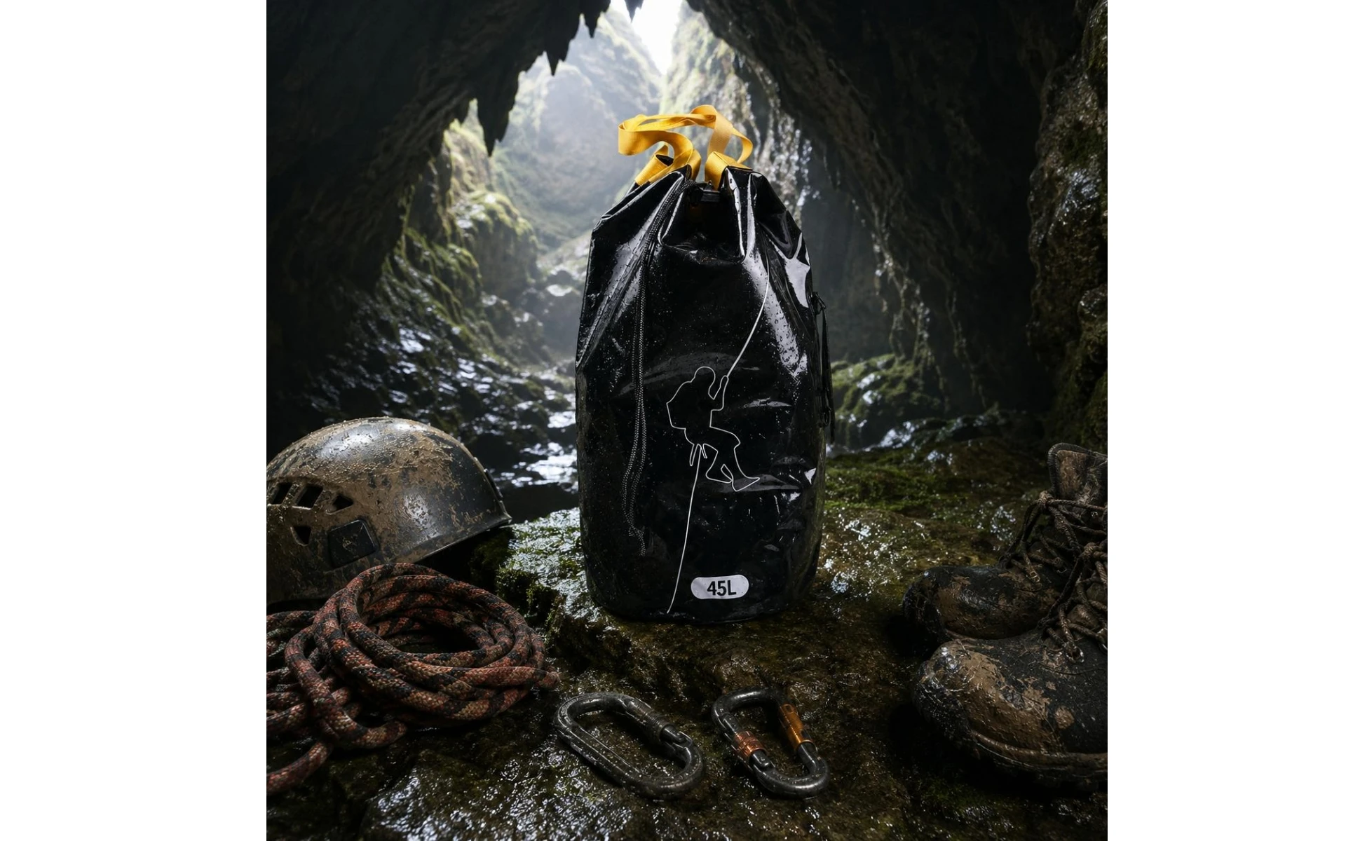 Climbing Rope Backpack Mesh Material Climbing Rope Bag Drain Hole Side Handle for Canyoning