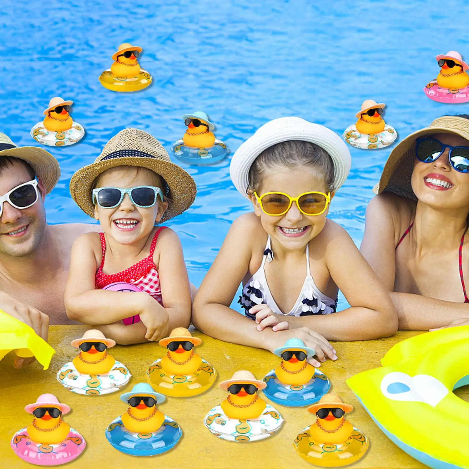 6-36 Set Mini anatre di gomma sfuse Summer Rubber Ducky Vasca da bagno Doccia Anatre per Baby Shower Decorazione cruscotto auto