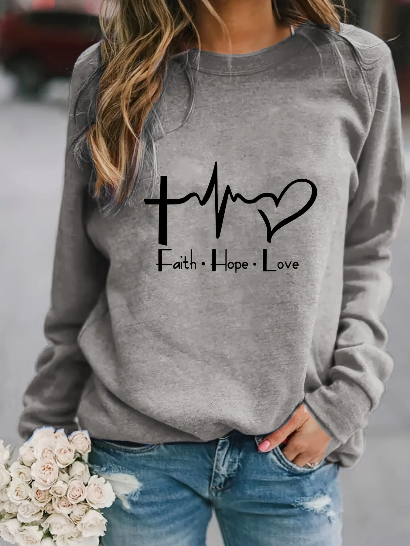 Faith & Love Letter Graphic Print Women\'s Hoodies Oversized Sweatshirts New In Women Clothing Casual Streetwear Fashion Blouse