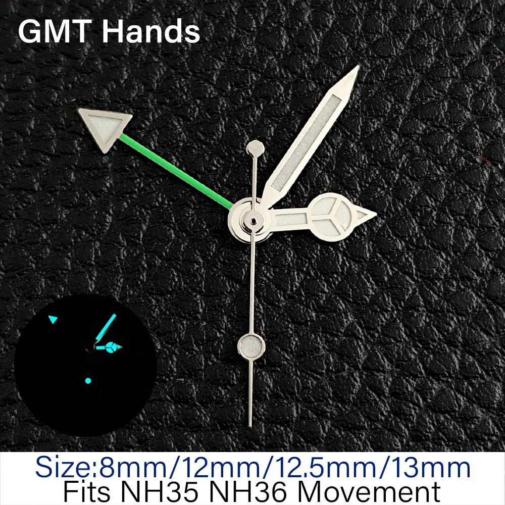 NH35 GMT Zeiger Blau/Grün Leuchtend Silber/Gold/Roségold Passend für NH34 NH35 NH36 Uhrwerk Uhrenteile für Herren-Armbanduhren Zubehör – Detail 2