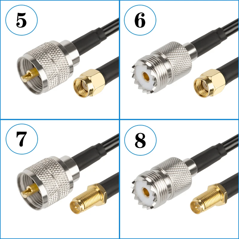 Imagem -04 - Conector Reto Coaxial rf Cabo de Plugue Macho Uhf para Sma So239 Pl259 Conector Fêmea para Ficha Sma Rg58 03 M30m