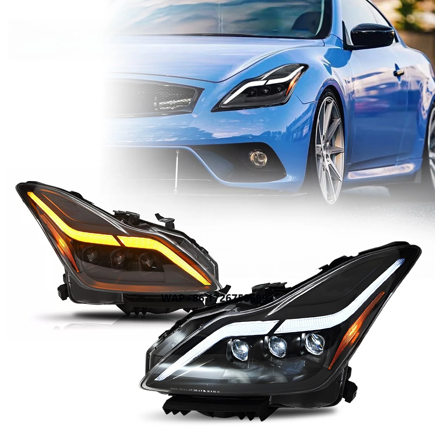 LED Headlights for Infiniti G37 2008-2013 Animation DRL Q60 Coupe Convertible 2014-2015 Car Front Lamps Assembly