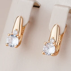 Kinel New 585 Rose Gold Bride Earrings Wedding Jewelry Fashion Natural Zircon Earrings for Women Simple Everyday Accessories