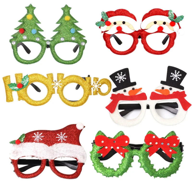 Christmas Glasses Frame 2023 New Year Family Decoration Glasses  Children Gift Santa Claus Xmas Decor Tree Navidad Party Glasses