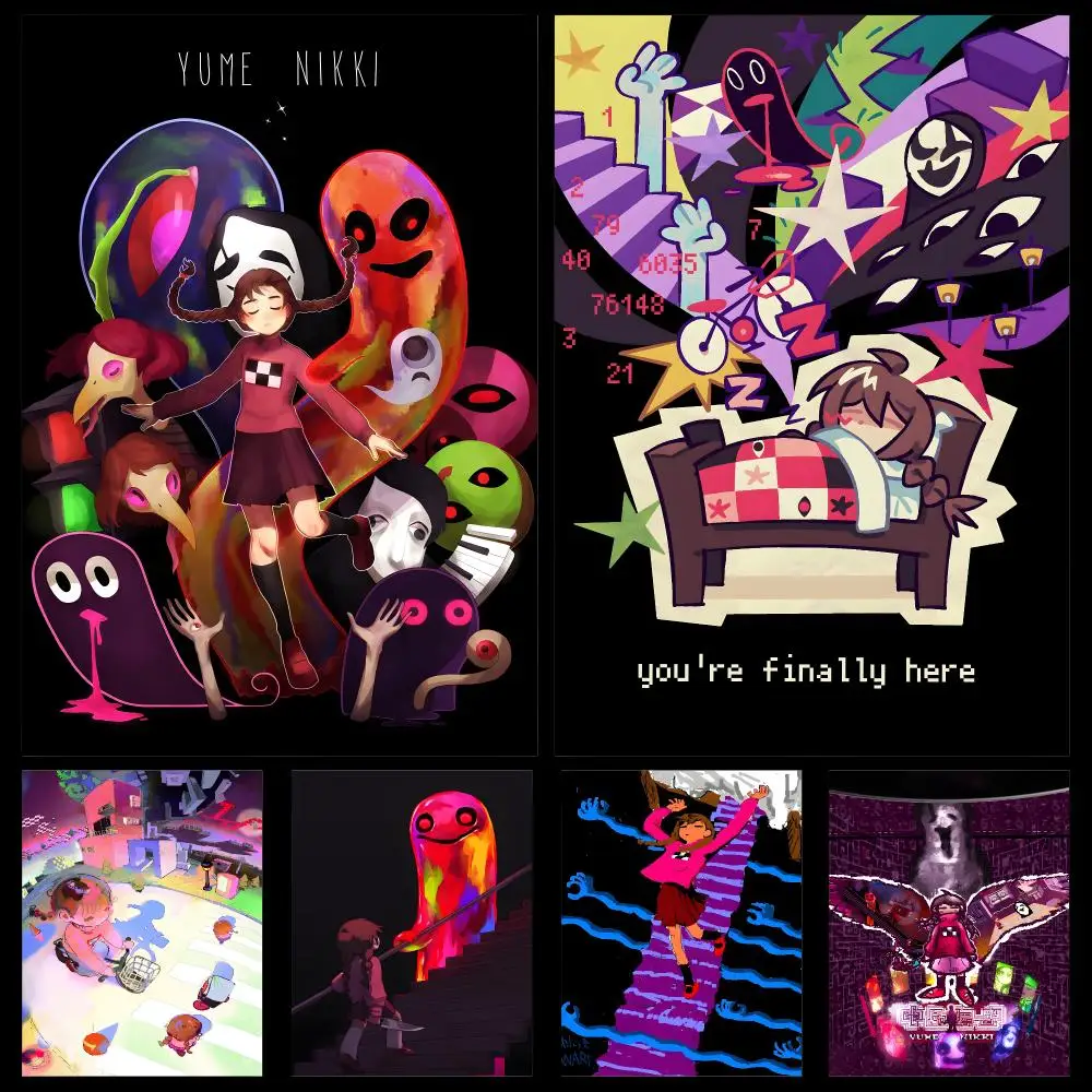 Game Yume Nikki Horror Poster PP Self Adhesive Modern Decorative HD for Garage Gaming Room Living Room Gift