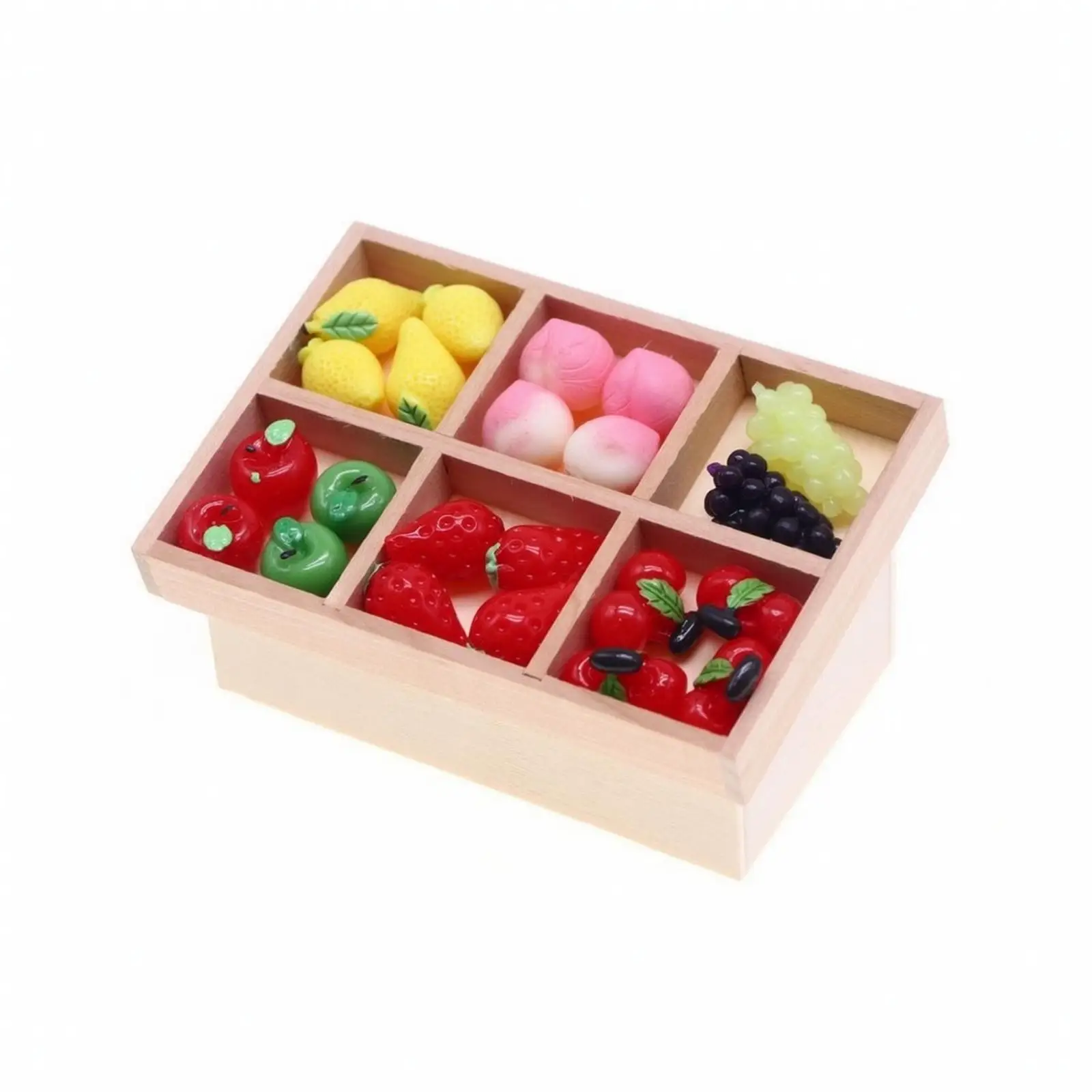 6 Slot Wooden Miniature Shelf for Dollhouse Accessories Organizer Display Rack for