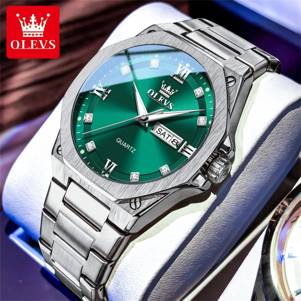 

OLEVS Brand New Luxury Original Quartz Watch Men Stainless Steel Fashion Week Date Watches Waterproof Luminous Men Watches Reloj