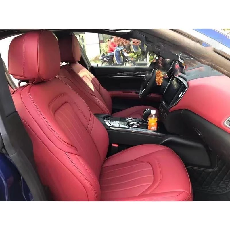 Custom Fit Car Accessories Seat Covers for 5 Seaters Durable Leather Specific for Maserati Ghibli Quattroporte Levante