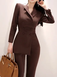 New Fashion Elegant Office Women Jumpsuit Temperament Simple Casual Double Breasted Slim Female Mujer High Waist Straight Romper