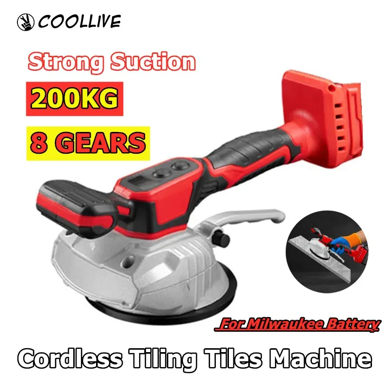 Cordless 3500W Tiling Tiles Machine 8 Gear Tiles Vibrator Suction Cup Automatic Floor Leveling Power Tool For Milwaukee Battery