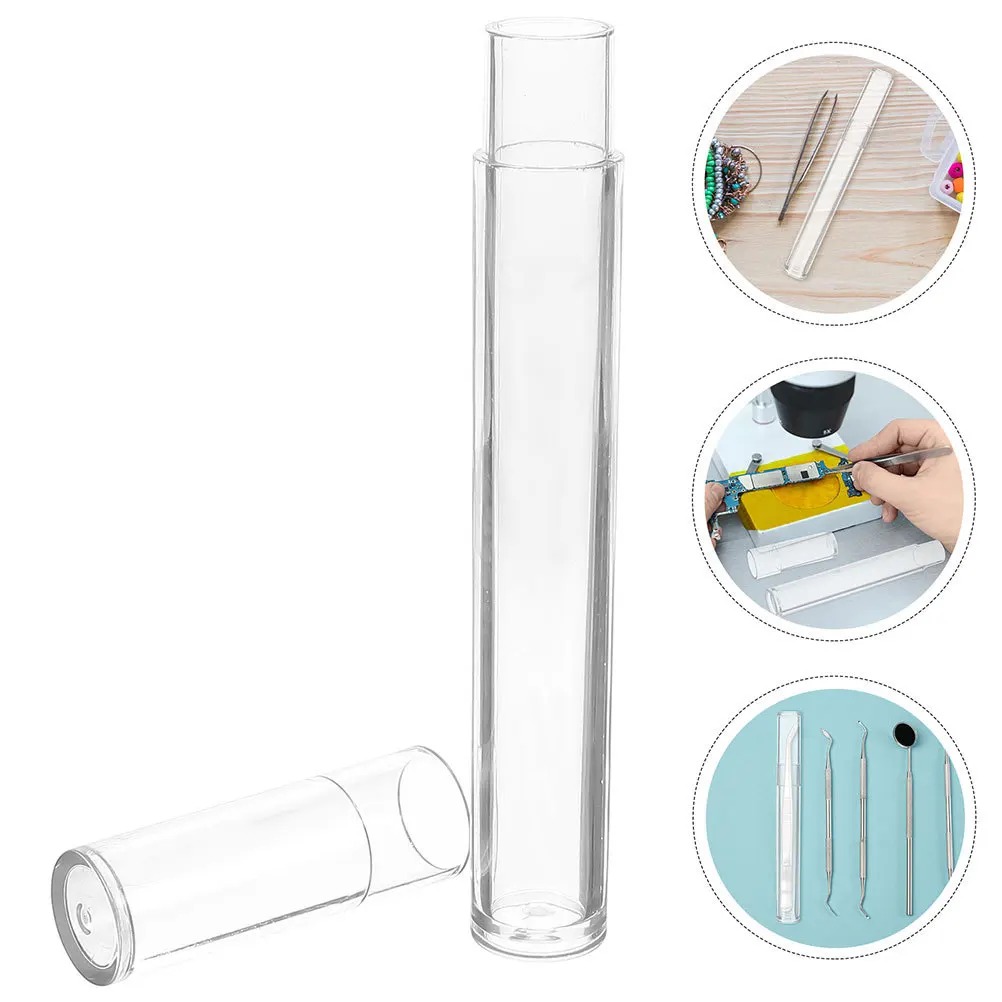 

2Pcs Clear Plastic Tweezer Storage Tube Compact Round Case for Single Eyelash Tweezer Protection and Easy Portability