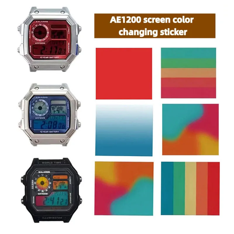 AE1200 DIY Decoration Screen Color Changing Sticker for Casio 3299 AE-1200 AE1300 Ins Style Screen HD Film Colorful Sticker
