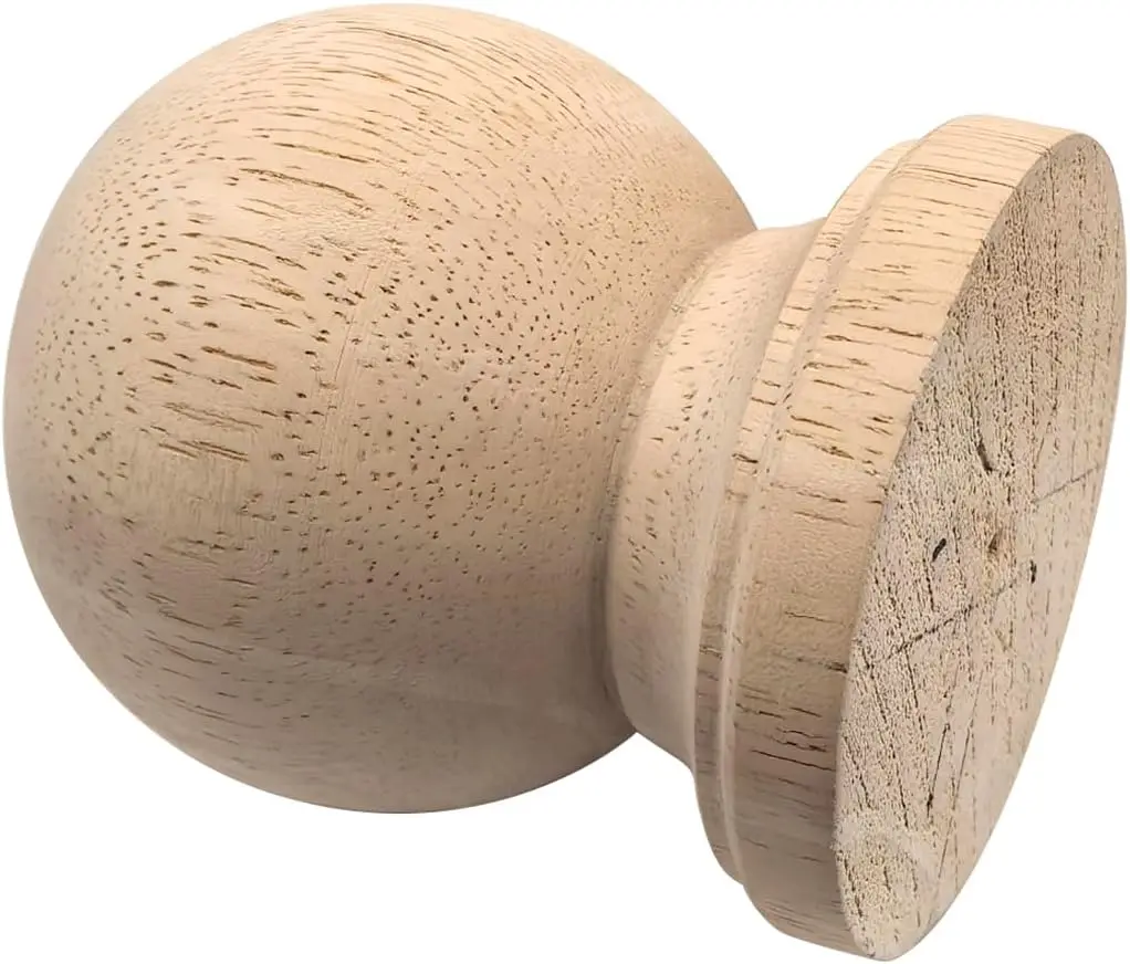 2Pcs Unpainted Wood Ball Post Finial Cap Handrail Furniture Architectural