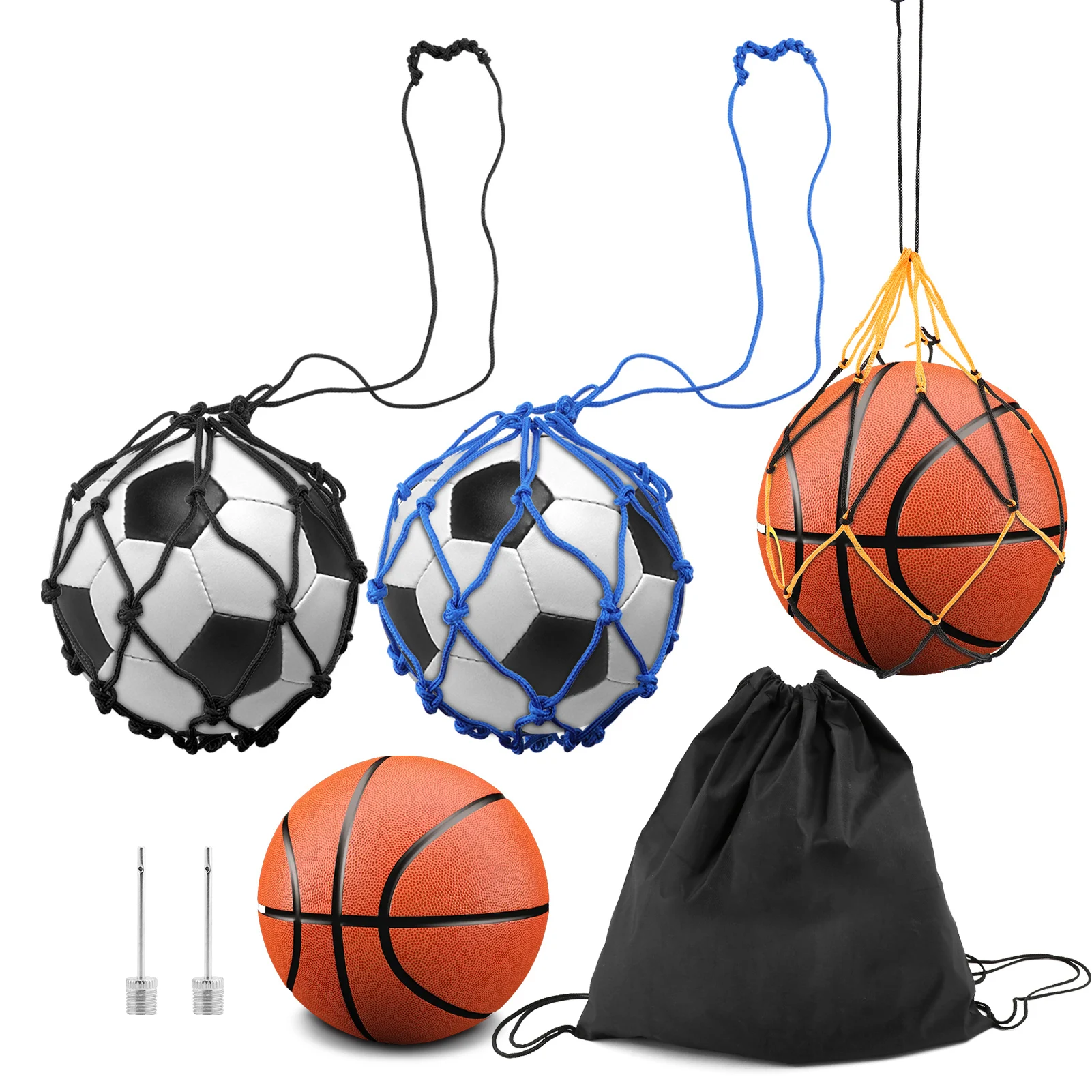 6pcs Portable Nylon Gift Solo Training Aid Practice Black Blue For Youth Adults Football Kick Trainer Set Extra Long Juggling