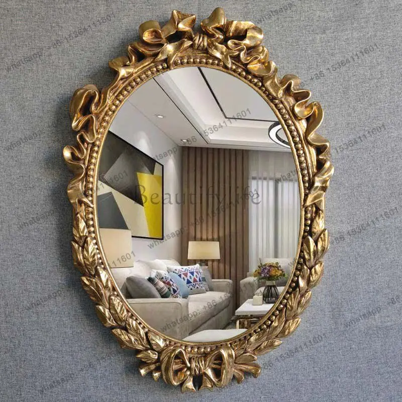 European Elegant Lace Oval Decorative Mirror Makeup Mirror Wash Table Decoration
