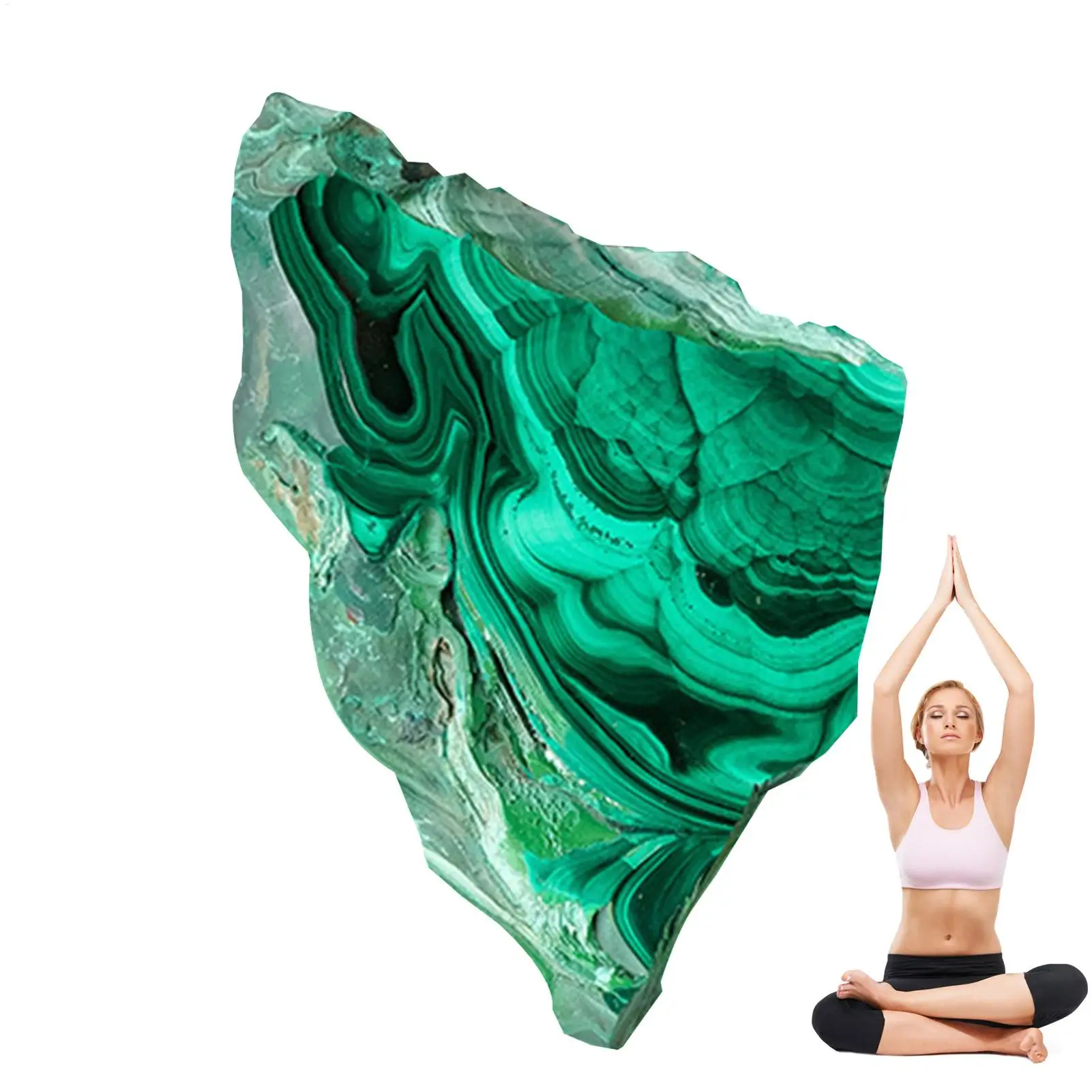 S/L Natural Malachite Slices Polished Crystal Stone for Home Garden Decor, Reiki Healing & Meditation Gift, Crafting Supplies